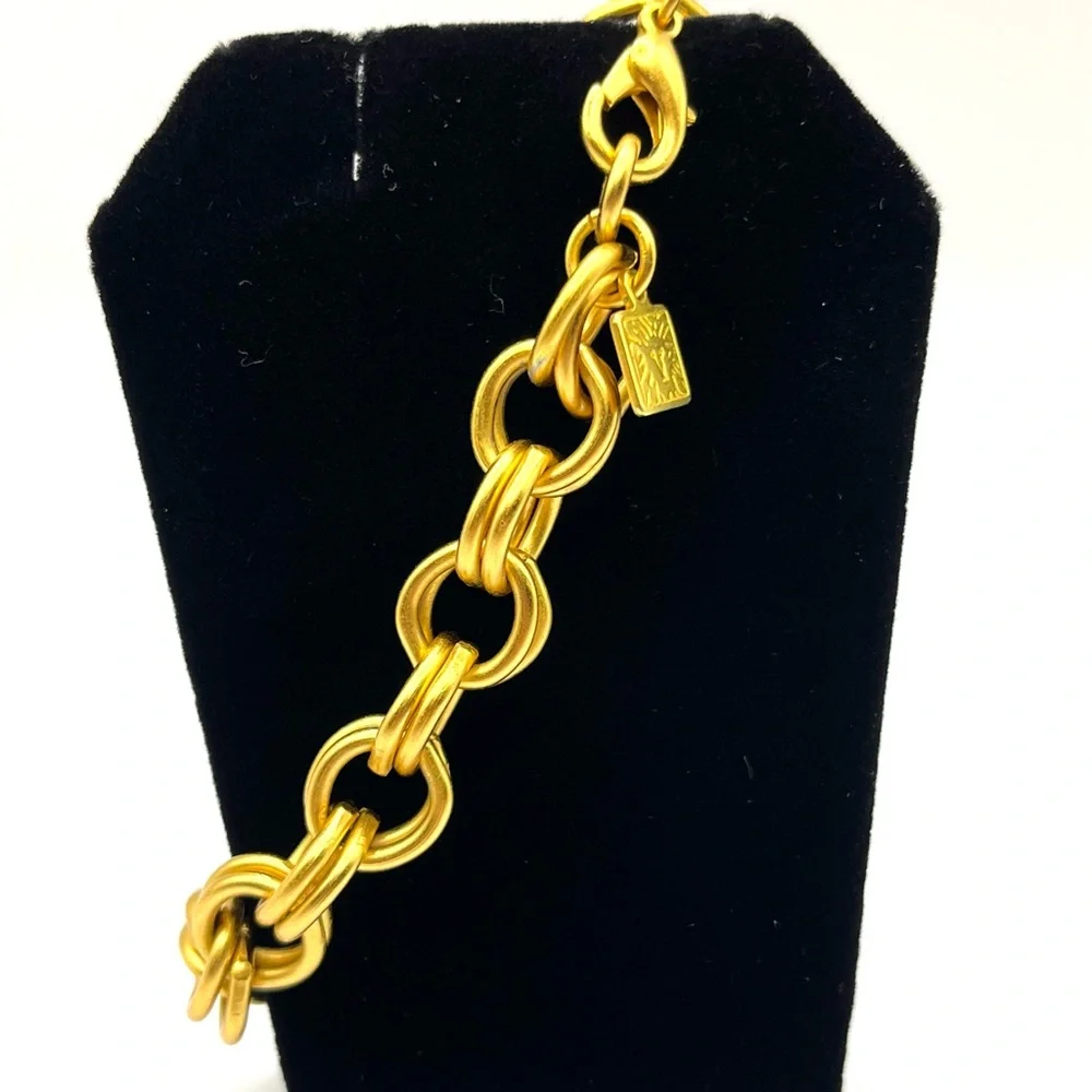 Anne Klein Gold-Tone Double Chain Link Bracelet Vintage